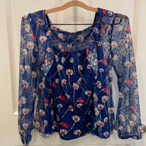 Blue floral blouse